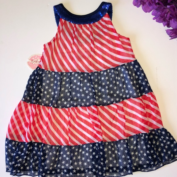 NEW LIPSTIK GIRLS PATRIOTIC RED / WHITE / BLUE DRE - Picture 6 of 7